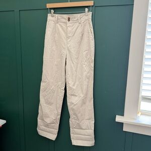 Everlane Cotton Pants Relaxed Chino Straight Leg Trousers Bone Cream